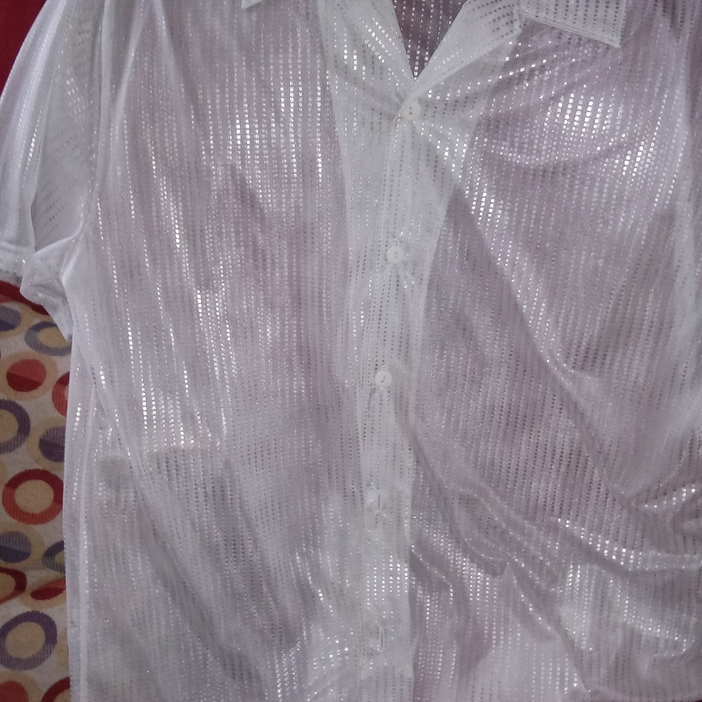 Vintage mens white sheer shirt